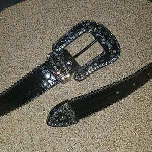 Beautiful black blingy buckled belt
